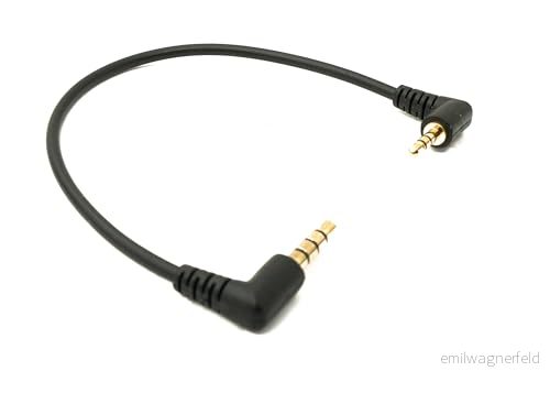 System S Ljudkabel 15 cm 2,5 mm uttagskontakt till 3,5 kontakt vinkel AUX adapter svart 4251926671997