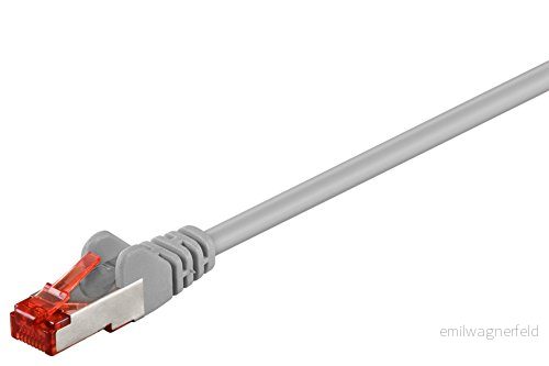 Goobay 92739 CAT 6 kabel Lan nätverkskabel för Gigabit Ethernet S FTP dubbel skärmad patchkabel med RJ45 kontakt, 10 m, grå 4040849927393