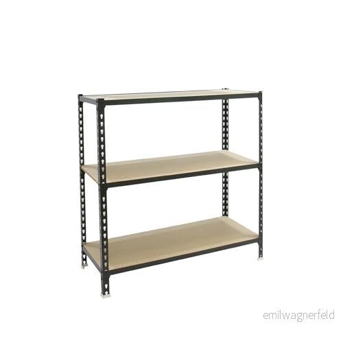 Simon Rack Förvaringshylla med 3 Trähyllplan, 900x900x500 mm Garagehylla i Antracit/Trä, 150 kg Belastning per Hyllplan Simonclick 8425437099007
