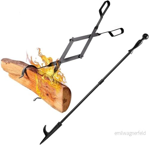 Amagabeli vedklämma för öppen spis, 66 cm, vedklämma, tung inomhusbruk och ved 741663686537