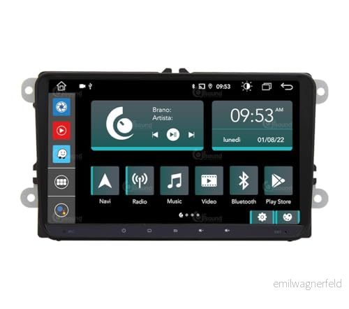 Jf Sound car audio system Specifik bilradio för Volkswagen Golf Sharan Tiguan Android GPS Bluetooth WiFi USB DAB+ Touchscreen 9" 8core Carplay AndroidAuto 8059307173582