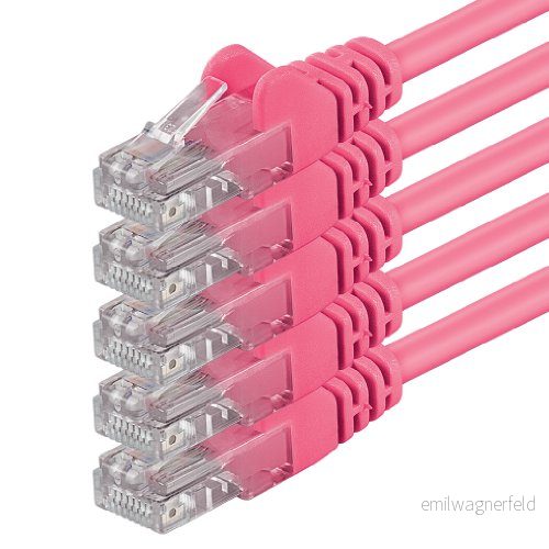 1aTTack.de 2 m Cat 6 Ethernet kabel gigabit RJ45 LAN patchkabel kompatibel med internet, router, modem, smart TV, PC och laptop switch modem magenta 5 delar 4250344825661