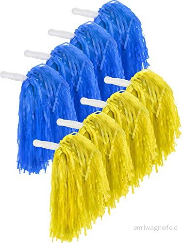 Pangda 12 pack Cheerleading, pompoms för sport, dans, plastpompom lag, spirande (blå och gul) 645249178051