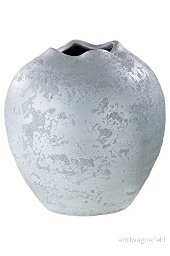 GILDE Keramisk vas Barcelos dekorativ tulpanvas vattentät höjd 29 cm Ø färg: vit grå dekoration vardagsrum europeisk tillverkning 4063387289334