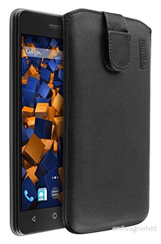 mumbi äkta läderfodral kompatibel med Wiko Lenny 3 skal läder väska Case Wallet, svart 4251077249144