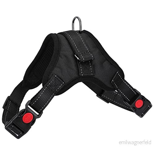 mumbi Hundsele hundar bröst sele bröstsele justerbar storlek M vadderad nylon svart 4251657950255