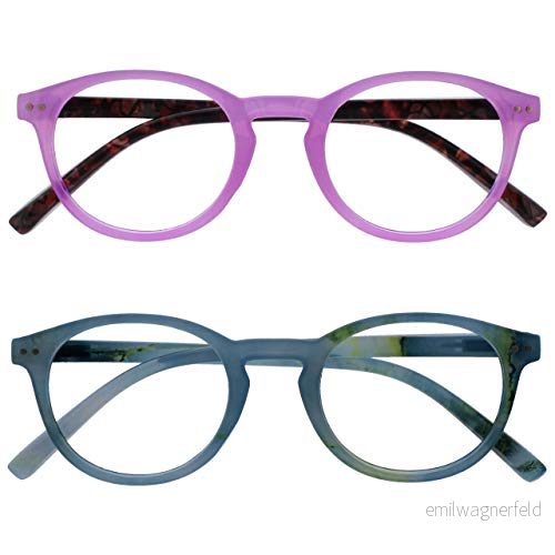 Opulize Zen 2 pack läsglasögon rosa turkos små herr dam vårgångjärn R24 4Q +1,00 Optical Power +2.00 Pink Front Dark Violet Arms/Turquoise Blue 5055955367277