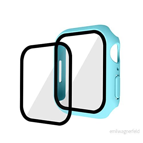 Kompatibel med iwatch7 klockfodral, skyddsfodral, PC + härdat filmfodral och film, 45 mm skyddande fodral smaragdgrön 789548751000