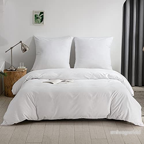 KONO Borstad mikrofiberpåslakan med dragkedja, gardinhållare + örngott 80 x cm kuvertstängning (vit, 240 220 2 st) 6973615385111