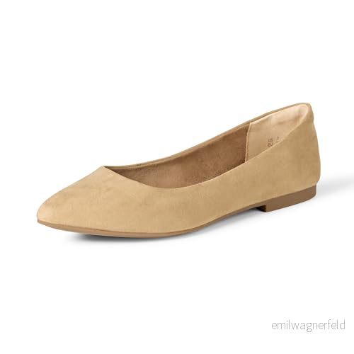 Amazon Essentials dam spetsig tå balett platt, Beige mikromocka, 9 US Wide 840809193554