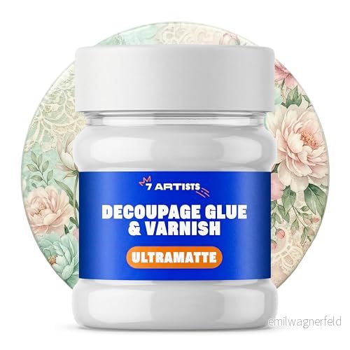 7 Artists Decoupage Lim & Lack Ultramatt 230 ml Transparent för Papper, Servetter, RisPapir, Trä, Glas och Hobbyprojekt 4260748334850
