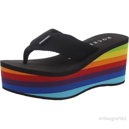 Raket hund kvinnors Crush Flip Flop, 10,11,12,13,5,6,7,8,9 M vuxen, RegnbÄge svart, 38 EU 192045397945