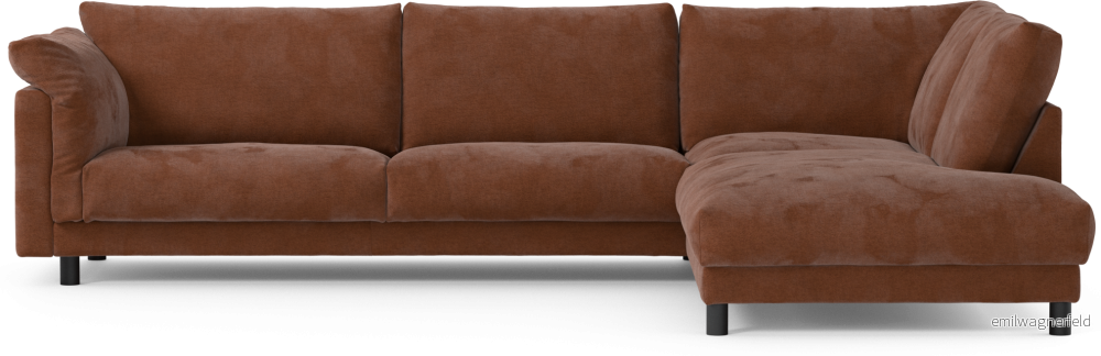 Cherrie 3-sits soffa med divan höger, fast klädsel x7pys