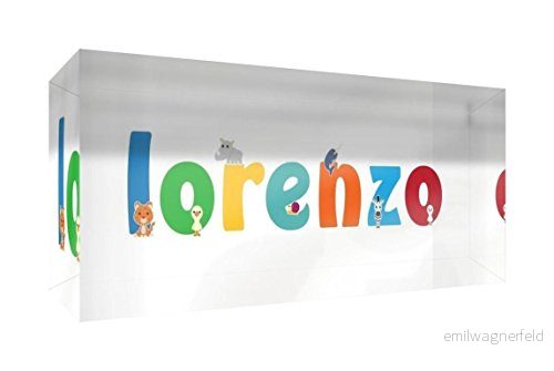 Little Helper påminnelse dekoration akryl transparent polerad som diamant stil illustrativ färgglad med namnet de jeune pojkar Lorenzo 5 x 21 2 cm stor 5056094994706
