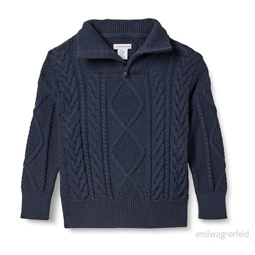 Amazon Essentials stickad tröja med dragkedja för pojkar och lös passform, marinblå, 67 år 197153112473