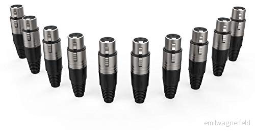 Audibax Silver XLR honkontakt 10-pack, OFC-kontakter med hög signalöverföring, PVC-beläggning, maximal isolering, diameter 6 mm, svart färg 637913023071