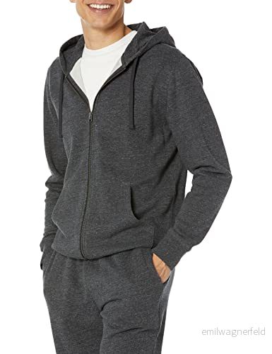 Amazon Essentials långärmad fransk frotté med hel dragkedja för män (finns i stor och lång), mörkgrå ljung, X Large 196433886325