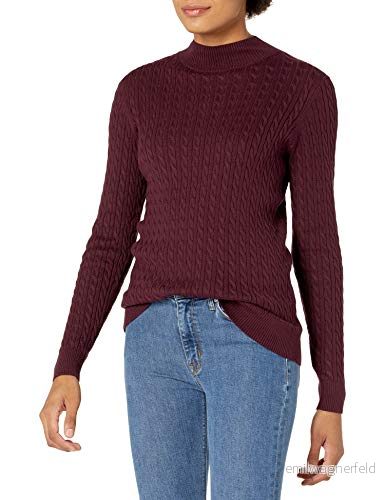 Amazon Essentials dam klassisk passform lätt kabel långärmad stoppad hals, vinröd, XX Large 195111229126