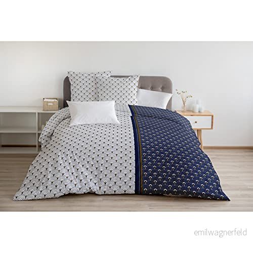 Home Passion linne påslakan 3 delar 100% bomull 57 trådar 2 personer 240 x 260 cm regnbåge marinblå 3701393701921