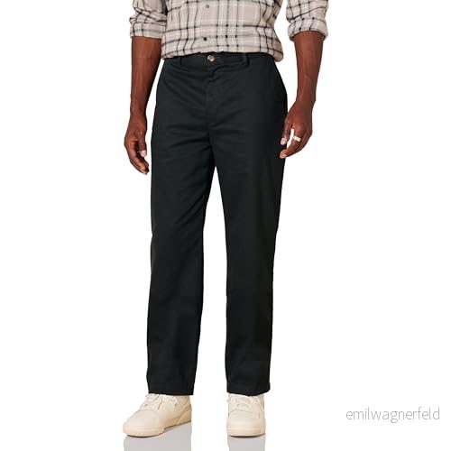 Amazon Essentials herr Classic Fit skrynkelbeständig platt framsida chinos byxa (finns i stor och hög), svart, 52 B x 28 L 196433254452