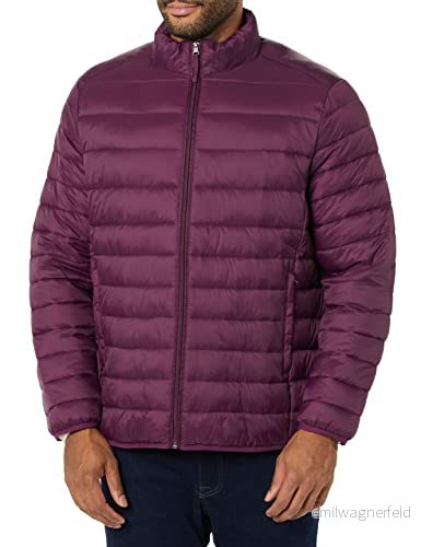 Amazon Essentials lättviktig vattentålig pufferjacka för män (finns i stora och långa), mörklila, Small 196433567316