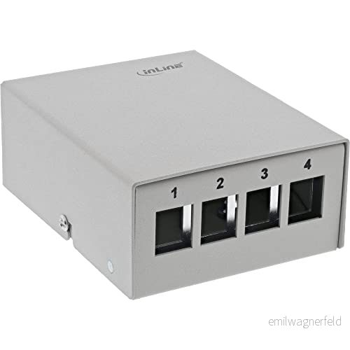 InLine® Lappfältburk ytmonterad för 4 x Keystone RJ45, metall, ljusgrå RAL7035 4043718288328