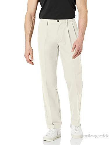 Amazon Essentials herr klassisk passform skrynkelfri veckad chinos byxa för män (finns i stora och långa), sten, 35 B x 30 L 191770053577