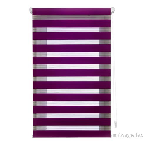 INTERBLIND rullgardin för natt och dag utan verktyg EasyFix storlek 57 x 180 cm bredd höjd borrstorlek tyg 54 175 lila 8434363573703