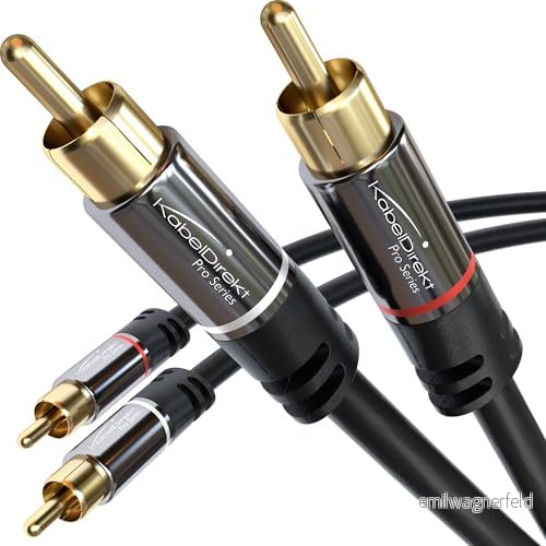 KabelDirekt 2x 3m RCA ljud videokabel/ sladd (2 till 2, förstärkare, AV mottagare, HiFi, digital och analog, dubbel skärmning) 4262421061671