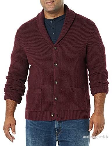 Amazon Essentials Herr långärmad mjuk beröring sjal krage kofta, vinröd, X Large 195111586748