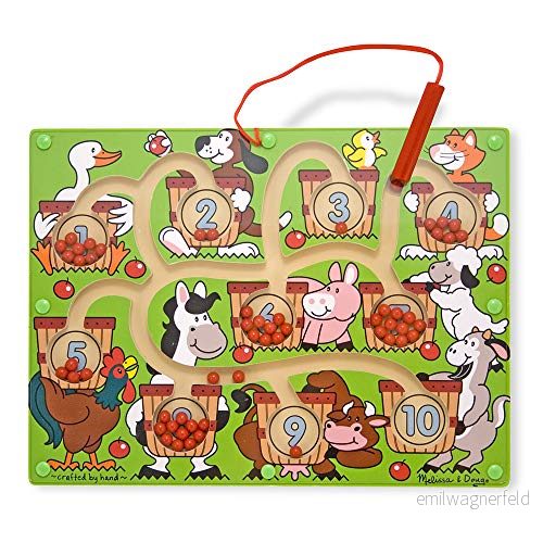 Melissa & Doug 96100 Magnetisk trollstav nummer labyrint (utvecklande leksaker, träaktivitetskub, utvecklar flera färdigheter), multi 772961004