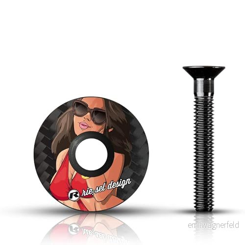 Riesel Design STEM Cap premium cykelkol styrpropp + anodiserad aluminiumskruv 6 gr !!!) Storlek 1 1/8 tum Girl Bella 4260403947791