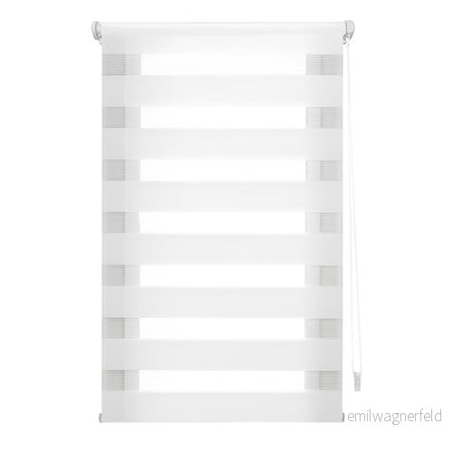 INTERBLIND rullgardin för natt och dag utan verktyg EasyFix storlek 130 x 180 cm bredd höjd borrstorlek tyg 127 175 vit 8434363572799