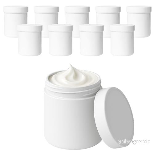 10 x tomma krämburkar 250 ml burk av vit, livsmedelssäker, BPA fri tillverkad i Tyskland 4250629963712