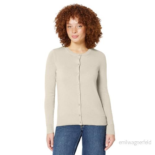 Amazon Essentials Women's Lätt cardigan tröja med rund hals (finns i plusstorlek), Havregryn ljung, XS 195111560205