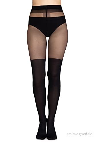 Annes styling Svarta tights Overknee höga strumpor imitationsmönster 20/60 DEN, Nero Luana, M/L 5902067806074
