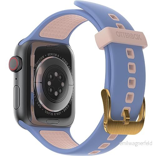 OtterBox All Day Watch Band för Apple Series 10/9/8/7/6/SE 1:e gen/SE 2:e gen/5/4 44mm/45mm/46mm, hållbart och mjukt silikonband Watch, Blå/Beige 840304740697