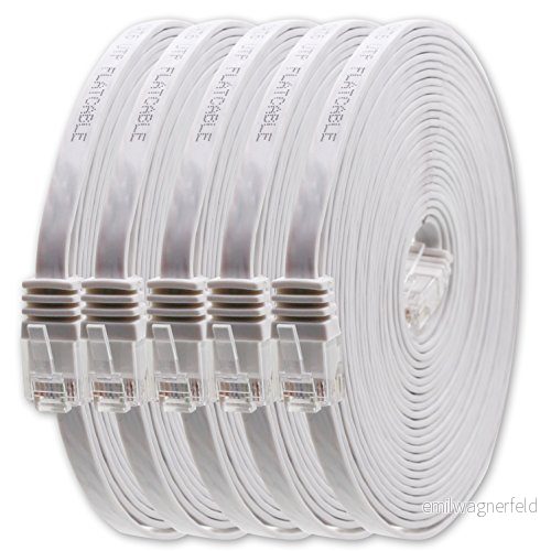 1aTTack.de 2m vit 5 delar Cat.6 platt nätverkskabel Cat6 kabel ultra patchkabel 1000 Mbit/s Gigabit LAN (RJ45) tunn mikro 4251073634012