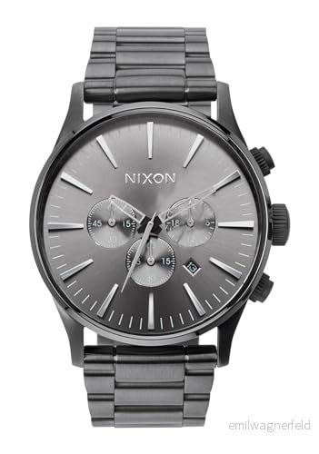 Nixon män analog japanskt kvartsurverk klocka med rostfritt stål armband A1390 632 00, GRÅ 3608701174265
