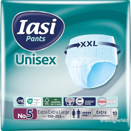 IASI UNISEX byxor, 10 Enhets Absorberande Underbyxor, Extra Absorbent, Storlek XXL, Enheter 5201263869020