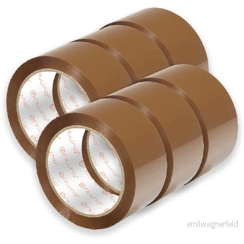 OFITURIA Förpackningstejp, brun självhäftande tejp, flyttning och frakt, förpackningstejp för förpackning, försegling säker stark packning (38 mm x 120 m, 6 band) 8435677623665