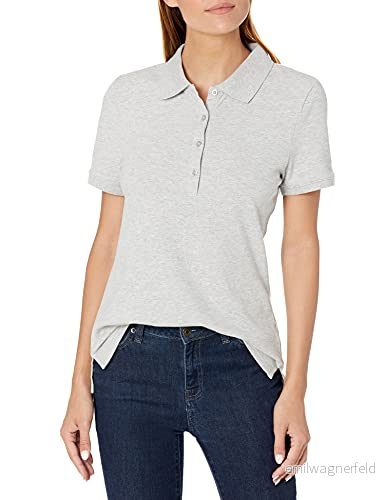 Amazon Essentials kortärmad pikétröja för kvinnor (finns i plusstorlek), ljusgrå ljung, X Large 193548243807