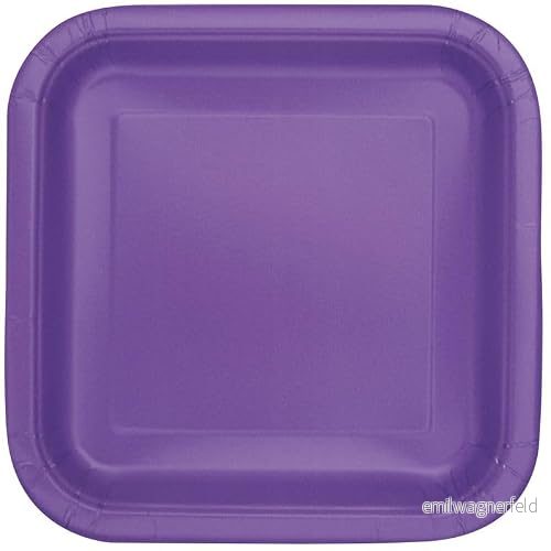 Unique 46979EU miljövänlig fyrkantig papperstallrik 23 cm lila färg 14 stycken (1 förpackning), neonlila 11179006991