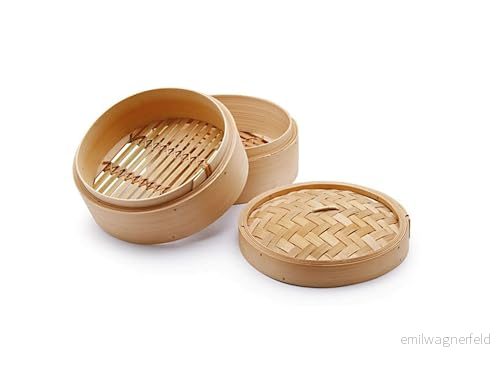 H&H ångkokare korg med lock 2 nivåer bambu 14,5 cm 8003512701726