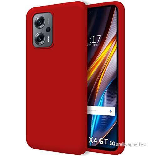 Ultra mjukt flytande silikonfodral för Xiaomi Poco X4 GT 5G Röd färg 8434844785212