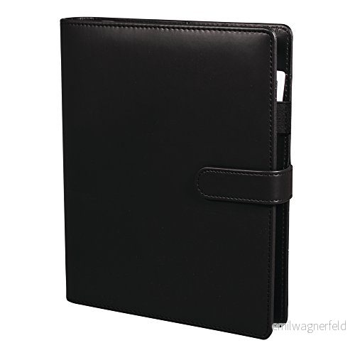 Rayher 60920000 planerare A5, svart, 19,8 x 23,8 cm, konstläderomslag med innerfack, 3 delad ringskena, magnetlås, registrerings , anteckningsblad och linjal, organisatör, schemaläggsplanerare, ringbok 4006166135866