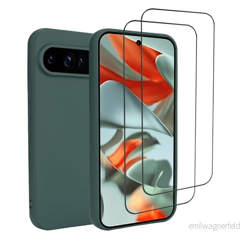 32nd Silikonfodral för Google Pixel 9 Pro XL med 2 x skärmskydd, smalt och hållbart skyddsfodral Mörk kricka 5056030629129