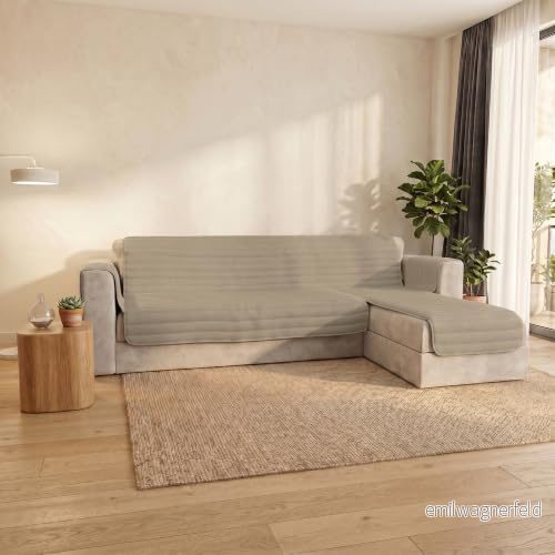 Italian Bed Linen Pinsonic TRENDY quiltat sofföverdrag med vändbar halvö, brungrå, 190 cm 8058575132994