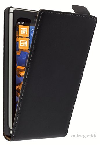 mumbi premium mobiltelefon flip fodral för Nokia Lumia 925 äkta läder 4250261421274