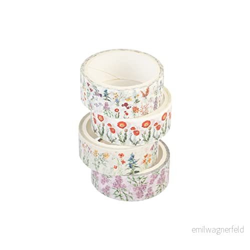 Grupo Erik Botanical Wild Flowers 4 Rolls Washi Tape Scrapbook For DIY Scrapbooking Decorative Masking Supplies Accessories Gift Wrapping 8435497279608